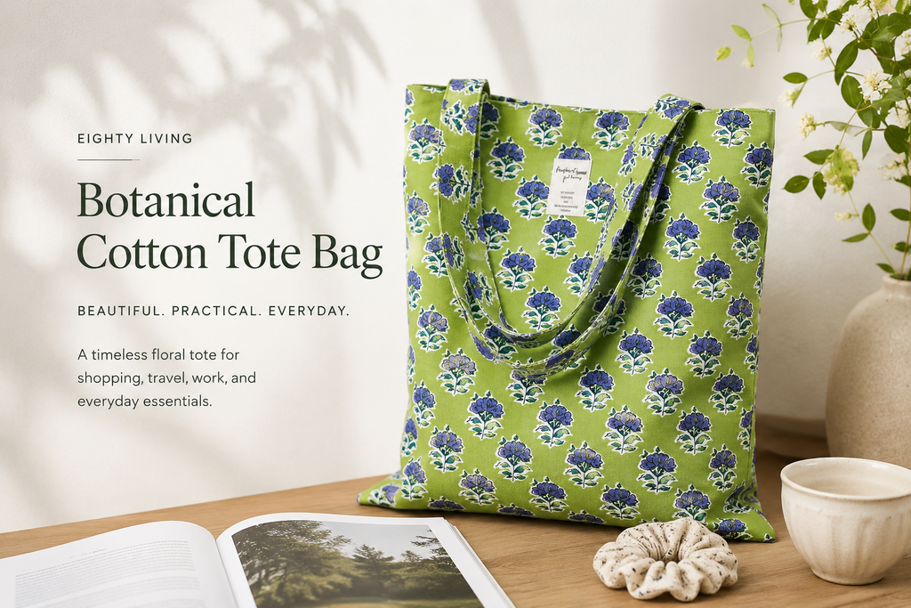 Eighty Living™ Botanical Collection - Blue Blossom Botanical Tote Bag