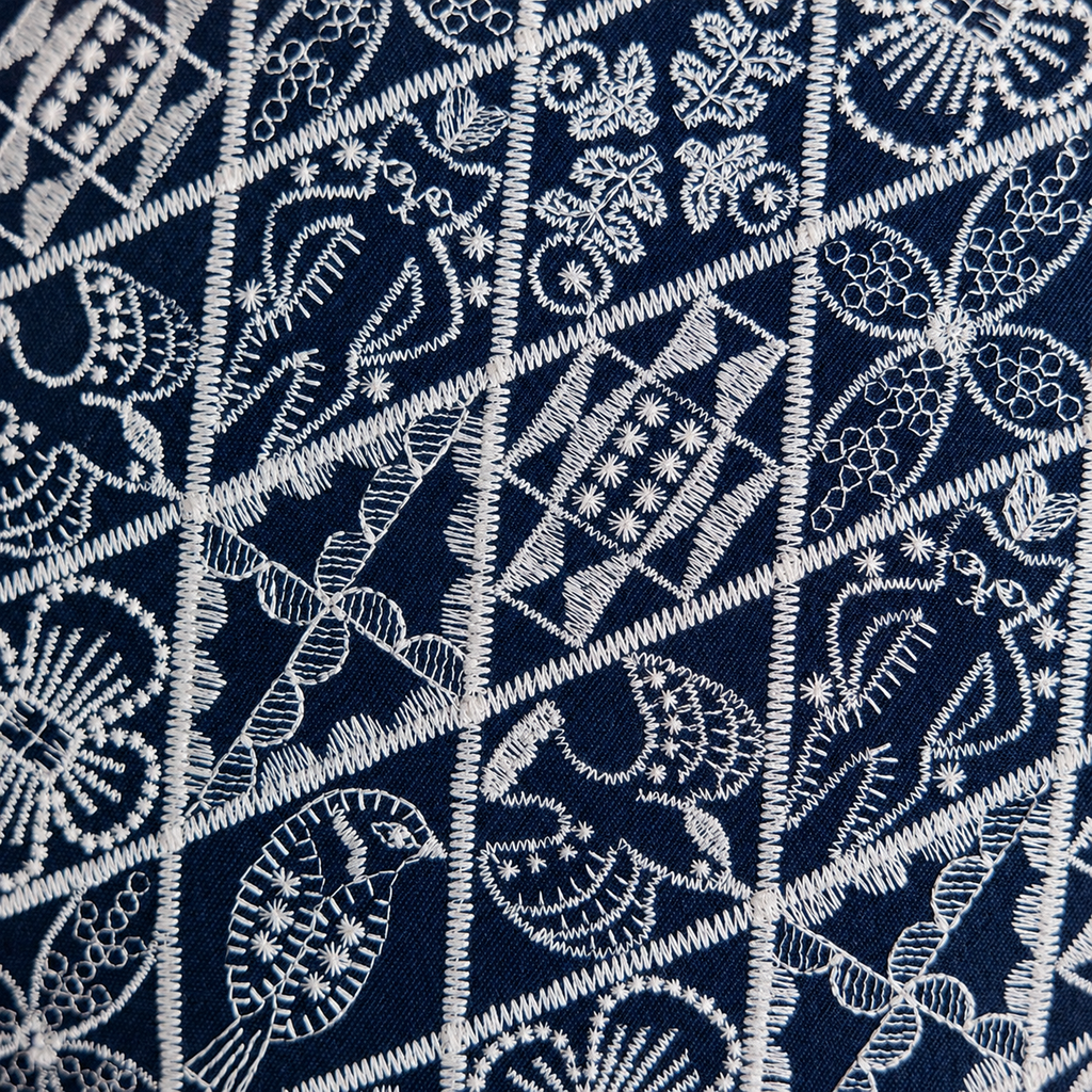 Coastal Cottage Collection Square Pillow - Indigo Trellis