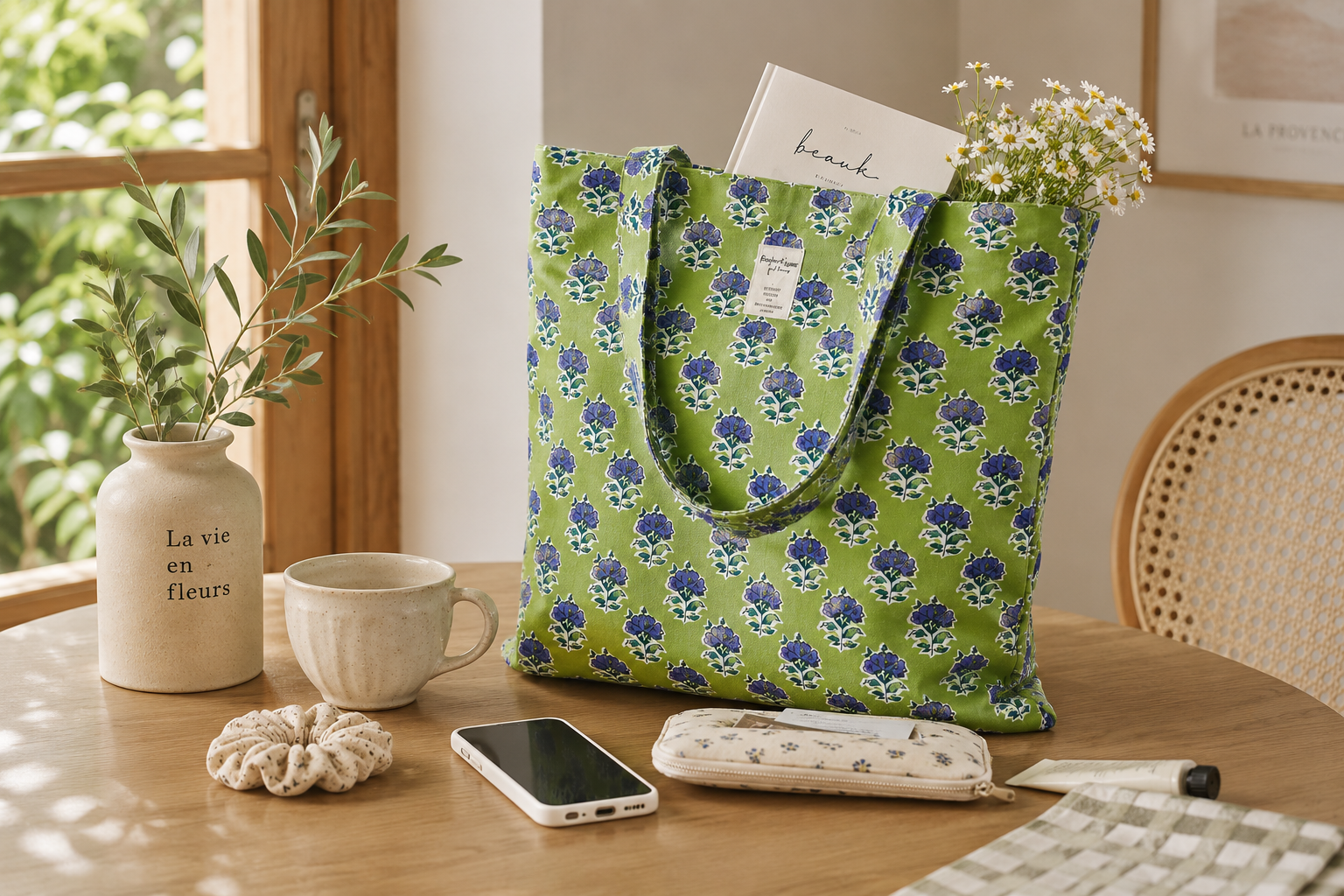Eighty Living™ Botanical Collection - Blue Blossom Botanical Tote Bag