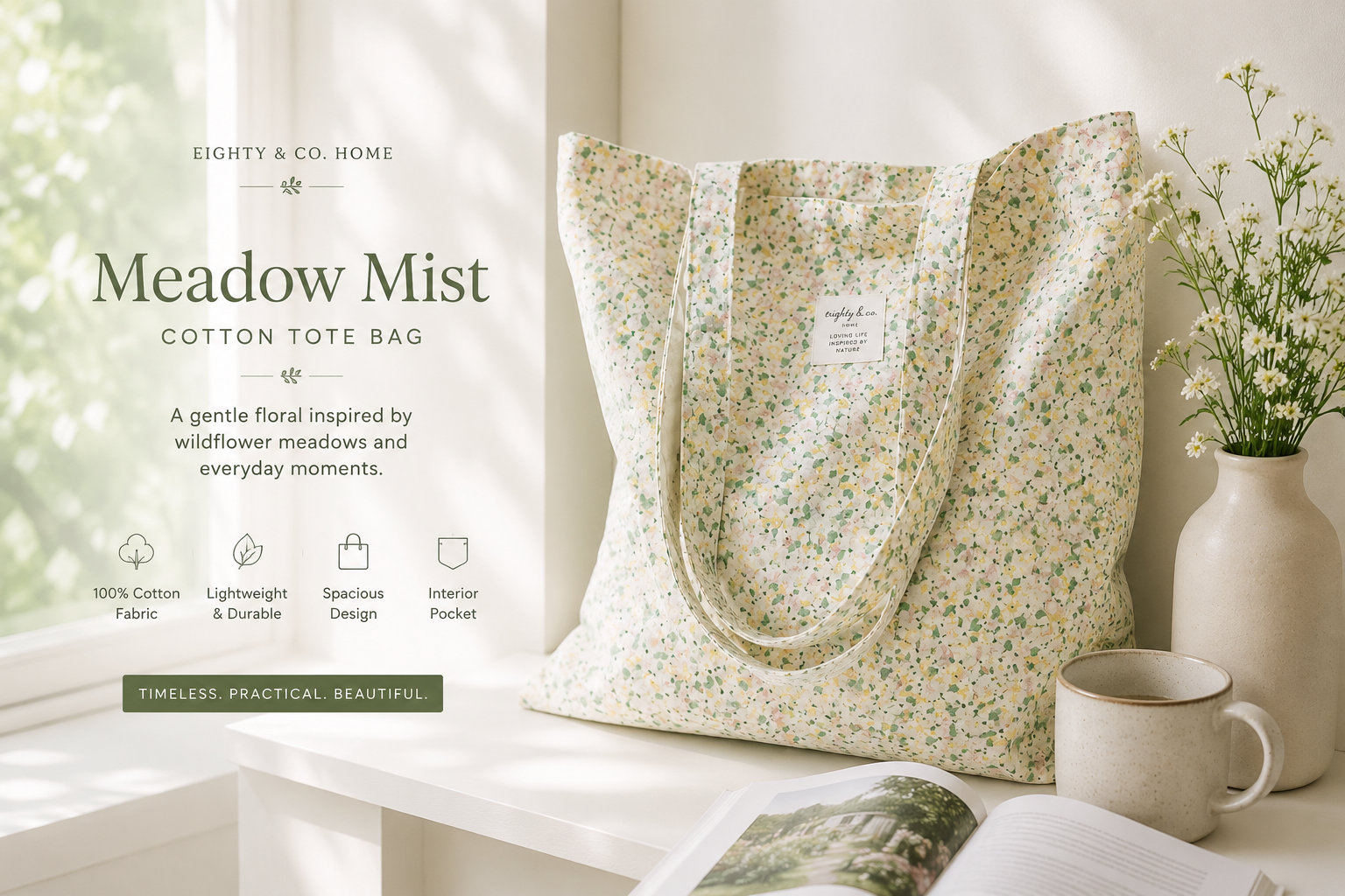 Eighty Living™ Botanical Collection - Meadow Mist Tote Bag
